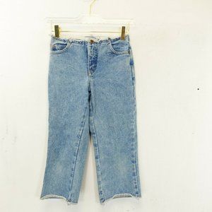 RAVE GIRL Girls Light Blue Washed Denim Jeans 8 Straight Cut Raw Hem Mid Rise